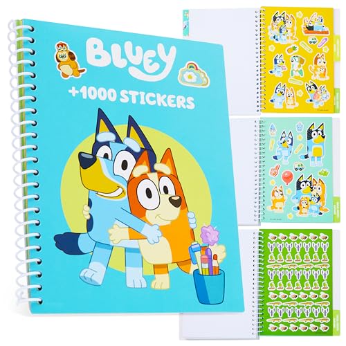 Bluey Stickerbuch für Kinder mit 1000+ Aufkleber Kinder Activity Book Sticker Set mit 28 Blätter - Kinder Geschenke von Bluey