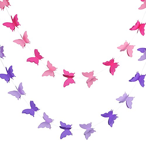 2 Stück 3D Papier Schmetterling Banner Hängende Dekorative Garland für Hochzeit, Dusche, Geburtstag und Thema Dekor, 118 Zoll Lang, Rosa und Lila 2 Stück 3D Papier Schmetterling Banner Hängende Dekorative Garland für Hochzeit, Dusche, Geburtstag und Thema Dekor, 118 Zoll Lang, Rosa und Lila von Blulu