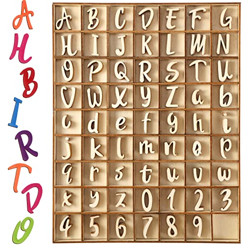 248 Stück 2.5 cm Holz-Alphabet-Buchstaben und Holznummern, blanko, unlackierte Holzbuchstaben zum Basteln, Bildung (Holzfarbe, rustikaler Stil) von Blulu