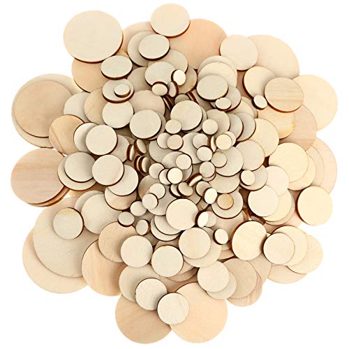 450 Stück unlackierte Holzscheiben rund Holzscheiben Kreise Holzausschnitte Ornamente zum Basteln und Dekorieren, 5 Größen von Blulu