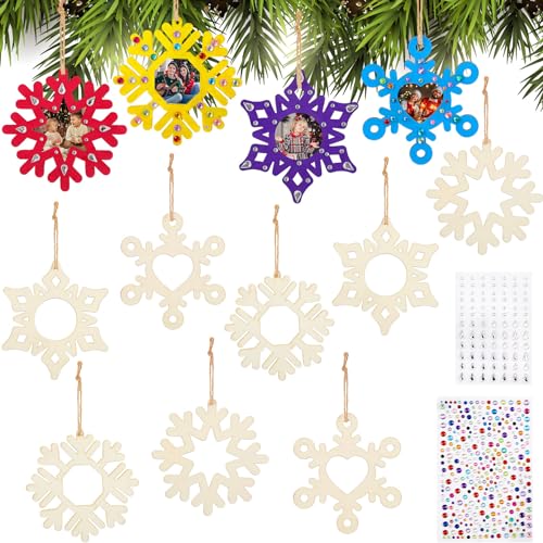 Blulu 12 Stück Weihnachten Bilderrahmen Bastelset für Kinder Hängende Schneeflocken zum Basteln Weihnachtliche Holz Fotorahmen und 2 Blatt Selbstklebende Glitzersteine für Weihnachtsbaum DIY Deko Blulu 12 Stück Weihnachten Bilderrahmen Bastelset für Kinder Hängende Schneeflocken zum Basteln Weihnachtliche Holz Fotorahmen und 2 Blatt Selbstklebende Glitzersteine für Weihnachtsbaum DIY Deko von Blulu