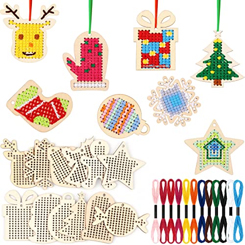 Blulu 24 Stück Weihnachten Holz Kreuzstich Set Weihnachtsbaum Ornament Hängende Dekorationen Kunst und Kunsthandwerk Anfänger DIY Projekt, Sortierte Muster Blulu 24 Stück Weihnachten Holz Kreuzstich Set Weihnachtsbaum Ornament Hängende Dekorationen Kunst und Kunsthandwerk Anfänger DIY Projekt, Sortierte Muster von Blulu