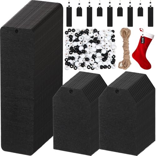 Blulu 261 Stück Weihnachtsstrumpf-Namensschilder, blanko, Geschenkanhänger mit Löchern, Holz-Lesezeichen, Naturholzperlen, unlackierte Holzperlen mit Seil für Girlande, DIY, Handwerk, Party-Dekoration Blulu 261 Stück Weihnachtsstrumpf-Namensschilder, blanko, Geschenkanhänger mit Löchern, Holz-Lesezeichen, Naturholzperlen, unlackierte Holzperlen mit Seil für Girlande, DIY, Handwerk, Party-Dekoration von Blulu