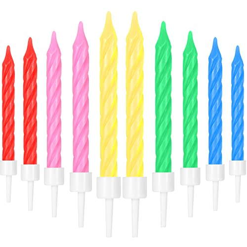 Blulu 50 Stück Kuchen Kerzen in Halterungen Metallisch Kuchen Cupcake Kerzen Kurze Dünne Kuchen Kerzen für Geburtstag Hochzeit Party Kuchen Dekorationen (Farbe Set 2) von Blulu