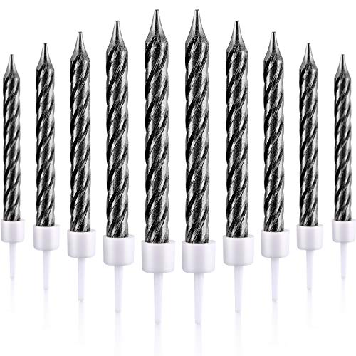 50 Stück Spirale Kerzen Halter Metall für Kleine Kuchen - Dünn Kurz für Dekorationen Geburtstag Hochzeit (Schwarz) von Blulu