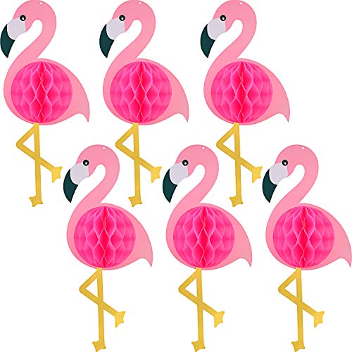 Blulu 6 Stücke 21,6 Zoll Flamingo Waben Seiden Papier Flamingo Waben Hängen Dekorationen für Hawaiian Luau Geburtstag Hochzeit Sommer Urlaub Party Lieferungen von Blulu