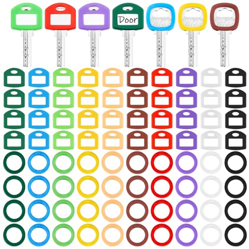 Blulu 80 Stück Schlüssel-Farbabdeckungen, Kappen und Etiketten, Schlüsselringe, Aufsätze für Organisation, Haus, 2 Stile (klassische Farbe) Blulu 80 Stück Schlüssel-Farbabdeckungen, Kappen und Etiketten, Schlüsselringe, Aufsätze für Organisation, Haus, 2 Stile (klassische Farbe) von Blulu