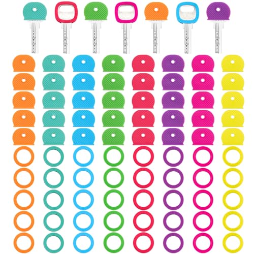 Blulu 80 Stück farbige Schlüsselabdeckungen, Kappen, Etiketten, Abdeckungen, Set, Kunststoff, Schlüsselfarbe, Identifizierungsringe, Aufsätze (Regenbogenfarbe) Blulu 80 Stück farbige Schlüsselabdeckungen, Kappen, Etiketten, Abdeckungen, Set, Kunststoff, Schlüsselfarbe, Identifizierungsringe, Aufsätze (Regenbogenfarbe) von Blulu