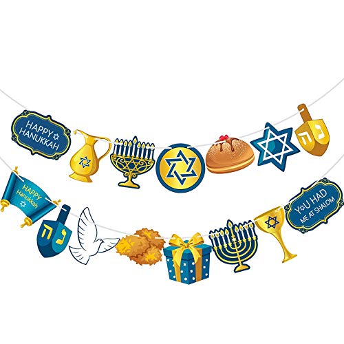 Happy Chanukka Banner Deko - Girlande Türschild Hintergrund Blau Willkommen Schild Fotokabine Requisiten Jüdisches Judentum Israel Party für Zuhause Urlaub von Blulu