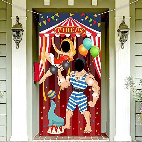 Karneval Zirkus Party Dekoration Karneval Foto Tür Banner Hintergrund Requisiten, Großes Foto Tür Banner für Karneval Zirkus Party Dekor Spielzubehör von Blulu