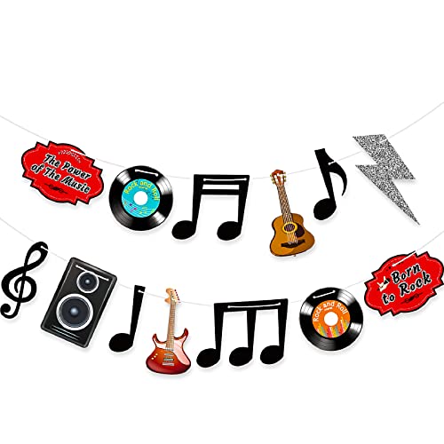 Musiknoten Deko Banner 1950er Rock and Roll Party Deko Musiknoten Silhouetten Rock and Roll Star 50er Thema Party Karaoke Musik Wanddeko Pappe Ausschnitte Elektrisch Aufzeichnen Ausschnitte von Blulu