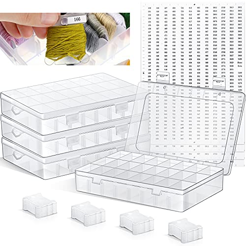 Stickgarn Organizer Box Set, Enthält 24 Fächer Stickgarn Kreuzstich Organizer Box 50 Stücke Kunststoff Stickgarn Spulen 1790 Garn Nummern Aufkleber für Faden Nähen Aufbewahrung, 4 Sets Stickgarn Organizer Box Set, Enthält 24 Fächer Stickgarn Kreuzstich Organizer Box 50 Stücke Kunststoff Stickgarn Spulen 1790 Garn Nummern Aufkleber für Faden Nähen Aufbewahrung, 4 Sets von Blulu