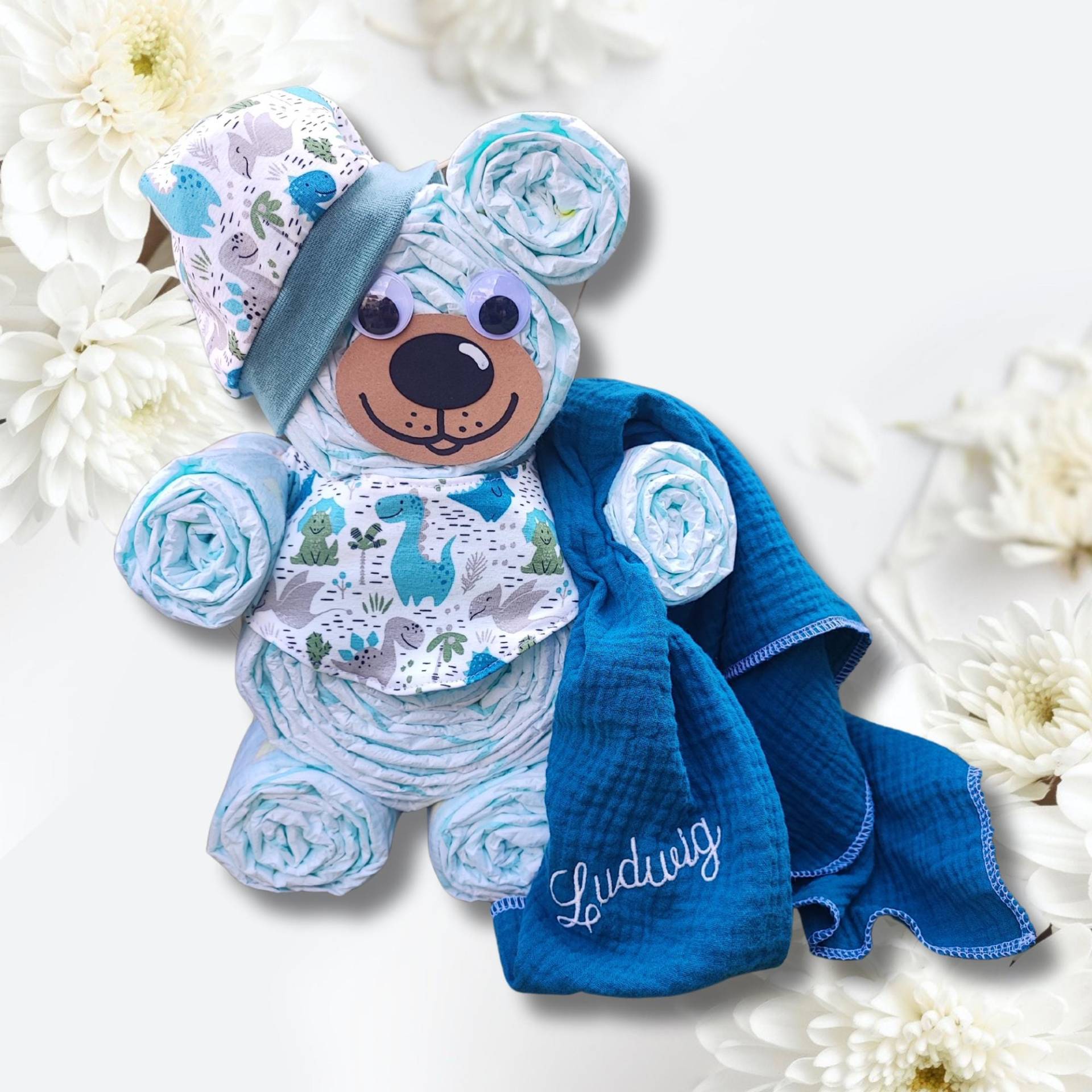 Handgefertigte Windeltorte Jungs | Personalisiertes Spucktuch Geburt Junge Deko Für Die Babyparty Mit Name Personalisiert Handgefertigte Windeltorte Jungs | Personalisiertes Spucktuch Geburt Junge Deko Für Die Babyparty Mit Name Personalisiert von Blumbi
