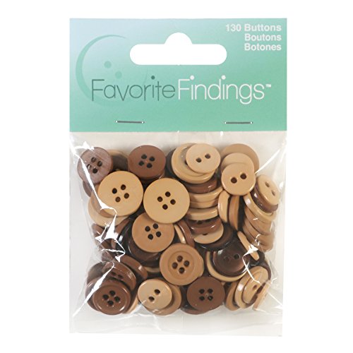 Blumenthal Lansing Buttons Assorted Sizes, 130/Pkg, Natural Favorite Findings Basic Knöpfe, Verschiedene Größen, 130 Stück, Natur, Kunststoff Harz, 10x6x1 cm von Blumenthal Lansing