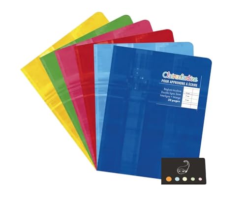 5 Hefte, 17 x 22 – 140 Seiten, Polypropylen-Einband, große Karos + 1 Lineal Lesezeichen aus Blumie Holz (4 Doppellinien) von Blumie Shop