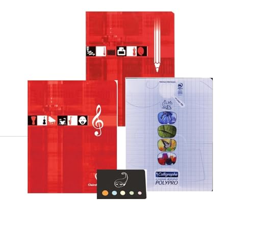5 Hefte 17 x 22 – 140 Seiten – Polypropylen-Einband – große Karos + 1 Lineal Lesezeichen aus Holz Blumie (1 Musik 2 TP) von Blumie Shop