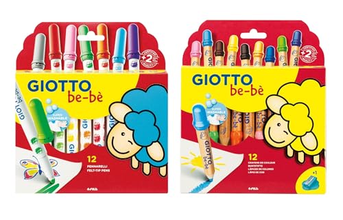 Set Giotto Bèbè 12 Filzstifte + 12 Holzstifte (12 Filzstifte + 12 Bleistifte) von Blumie Shop