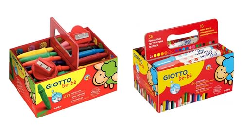 Set Giotto Bèbè 36 Maxi Filzstifte + 40 Wachsmalstifte + 1 Spitzer (36 Filzstifte + 40 Wachsmalstifte) von Blumie Shop