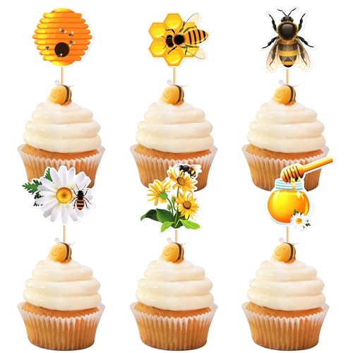 24 Stück Bienen-Cupcake-Topper von Blumomon
