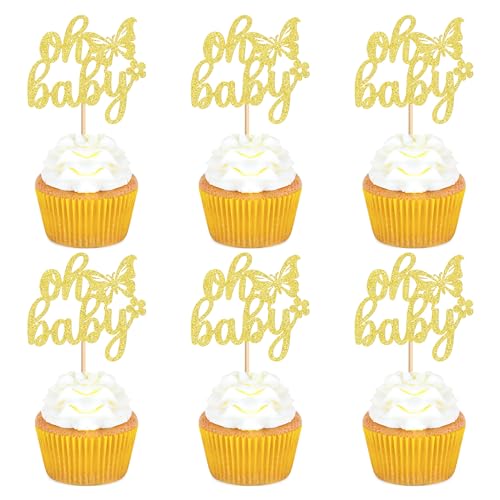 24 Stück Oh Baby Cupcake Toppers Glitter Schmetterling Party Cupcake Toppers Baby shower Kuchen Deko Party Dekorationen Schmetterling Kuchen dekoration Kuchenaufsätze 24 Stück Oh Baby Cupcake Toppers Glitter Schmetterling Party Cupcake Toppers Baby shower Kuchen Deko Party Dekorationen Schmetterling Kuchen dekoration Kuchenaufsätze von Blumomon