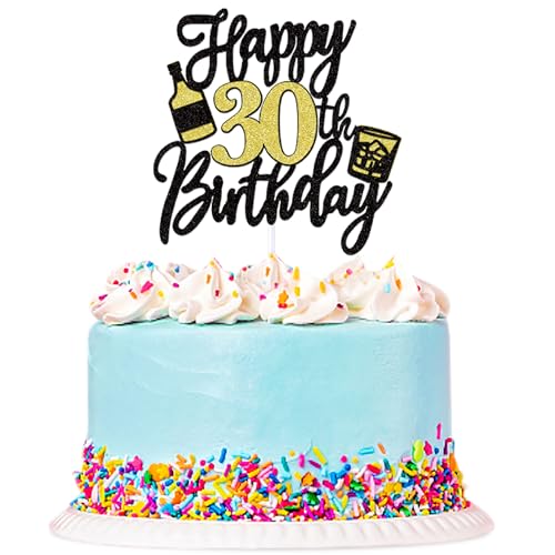 Blumomon 1 Packung "Happy 30th Birthday"-Kuchenaufsatz für Männer, Happy 30. Geburtstag, Kuchendekoration für 30. Geburtstag, Party-Dekorationen, Cheer zum 30. Geburtstag von Blumomon