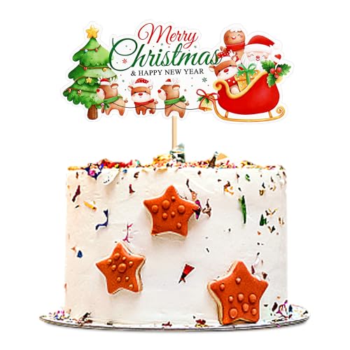 Blumomon 1Pcs Merry Christmas Cake Topper Xmas Cupcake Pick Decorations for Xmas Party New Year Ceremony Cake Cake Decor Party Supplies von Blumomon