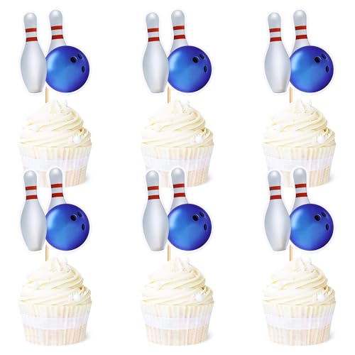 Blumomon 24 Stück Bowling Sport Kuchen Dekoration Bowling Sport Cupcake Topper Sport Themed Party Dekoration Passend Für Bowling Sportler Periphere Aktivitäten Dekoration von Blumomon