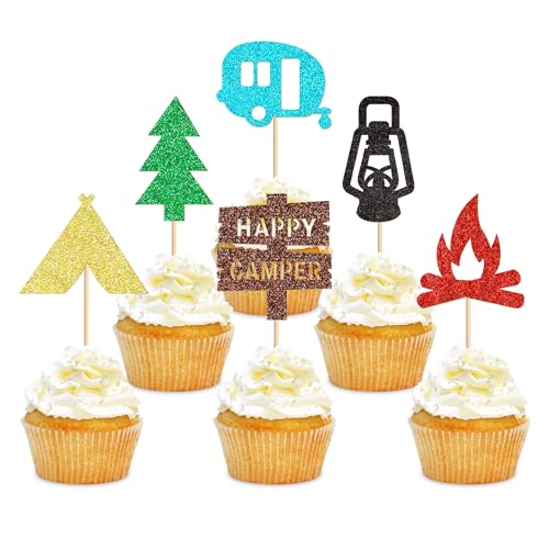 Blumomon 24 Stück Camping Kuchenaufsatz Cake Dekoration Reisemobil, Leben im Freien Partys Dekoration für eine Picknickparty Babyparty Party Dekorationen Blumomon 24 Stück Camping Kuchenaufsatz Cake Dekoration Reisemobil, Leben im Freien Partys Dekoration für eine Picknickparty Babyparty Party Dekorationen von Blumomon