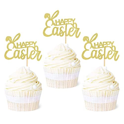 Blumomon 24 Stück Frohe Ostern Cupcake Topper Gold glänzend Hasenohren Cupcakes Auswahl Frohe Ostern Thema Party Cake Decoration Supplies Blumomon 24 Stück Frohe Ostern Cupcake Topper Gold glänzend Hasenohren Cupcakes Auswahl Frohe Ostern Thema Party Cake Decoration Supplies von Blumomon