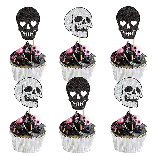 Blumomon 24 Stück Glitter Halloween Kuchen Dekoration Skelett Cupcake Topper Halloween Tortenaufsatz Kuchen Halloween Party Dekoration Death Metal Musik Party Dekoration Blumomon 24 Stück Glitter Halloween Kuchen Dekoration Skelett Cupcake Topper Halloween Tortenaufsatz Kuchen Halloween Party Dekoration Death Metal Musik Party Dekoration von Blumomon