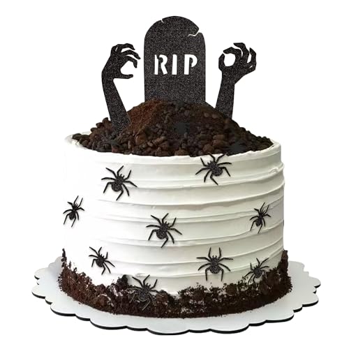 Blumomon 24 Stück Happy Halloween Kuchendekorationen Spinne Kuchendekoration Picks Halloween Thema Geburtstag Jahrestag Babyparty Party Supplies von Blumomon