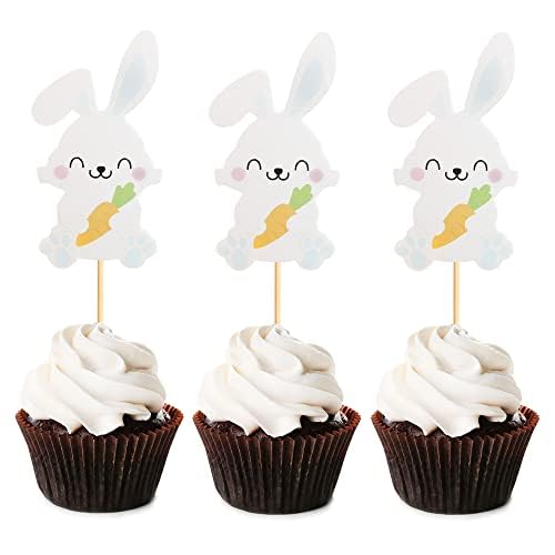 Blumomon 24 Stück Osterhasen Cupcake-Topper, Hase, Cupcake-Topper, für Kinder, Mädchen, Geburtstag, Party, Babyparty, Hochzeit, Party Blumomon 24 Stück Osterhasen Cupcake-Topper, Hase, Cupcake-Topper, für Kinder, Mädchen, Geburtstag, Party, Babyparty, Hochzeit, Party von Blumomon
