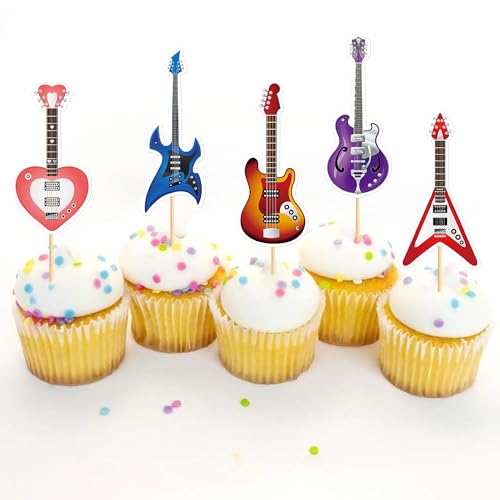Blumomon 24 Stück Rock Musik Kuchen Dekoration, Gitarre, E-Gitarre Cupcake Topper Musik Festival Kuchen Dekoration Musik Party Dekoration Blumomon 24 Stück Rock Musik Kuchen Dekoration, Gitarre, E-Gitarre Cupcake Topper Musik Festival Kuchen Dekoration Musik Party Dekoration von Blumomon