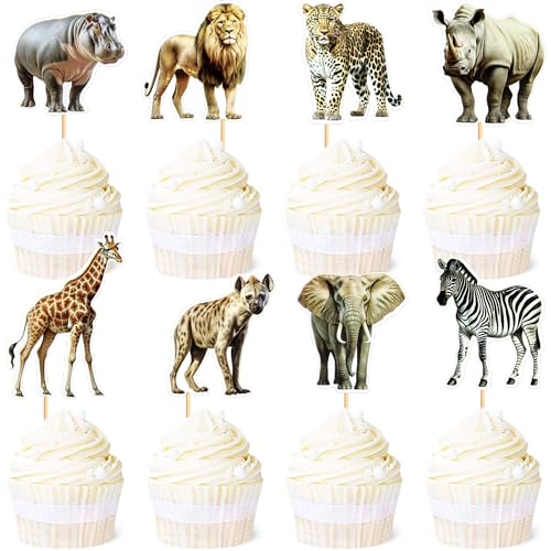 Blumomon 24 Stück Safari Dschungel Tiere Cupcake Topper Wildtier thema Geburtstags party Zubehör Tiere der afrikanischen Savanne Party-Dekorationen Blumomon 24 Stück Safari Dschungel Tiere Cupcake Topper Wildtier thema Geburtstags party Zubehör Tiere der afrikanischen Savanne Party-Dekorationen von Blumomon