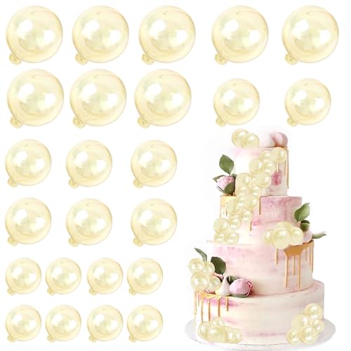 Blumomon 24 Stück goldene Ballon-Kuchenaufsätze, runde Kugeln, Cupcake-Topper, DIY, Dessert, Kuchendekoration, Geburtstagsparty, Hochzeitsbedarf, Babyparty, Kuchendekoration von Blumomon