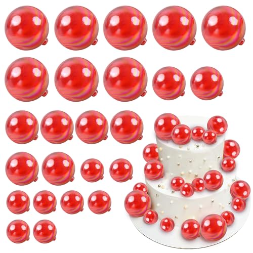 Blumomon 24 Stück rote Ballon-Kuchenaufsätze, runde Kugeln, Cupcake-Topper, DIY, Dessert, Kuchendekoration, Geburtstagsparty, Hochzeitsbedarf, Babyparty, Kuchendekoration von Blumomon