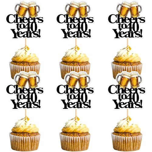 Blumomon 28 Stück 40th Happy Birthday Cupcake Toppers Cheers to 40th Fabelhafte Kuchendekoration Bier Geburtstag Party Dekoration Blumomon 28 Stück 40th Happy Birthday Cupcake Toppers Cheers to 40th Fabelhafte Kuchendekoration Bier Geburtstag Party Dekoration von Blumomon