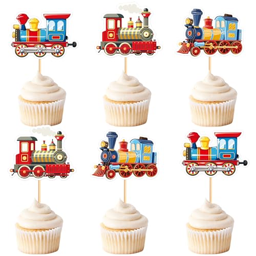 Blumomon 30 Stück Kuchendekoration, Cartoon-Zug, Kuchen, Topper, Cupcake-Topper, Dekoration für Party, Zug, Kinder, Geburtstag, Baby, Dusche, Partyzubehör Blumomon 30 Stück Kuchendekoration, Cartoon-Zug, Kuchen, Topper, Cupcake-Topper, Dekoration für Party, Zug, Kinder, Geburtstag, Baby, Dusche, Partyzubehör von Blumomon
