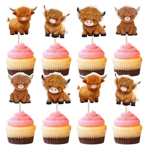 Blumomon 32 Stück Highland Cow Cupcake Toppers Dekorationen Highland Cow Cupcake Picks Babydusche Highland Cattle Dekorationen für Geburtstagsfeier Zubehör Blumomon 32 Stück Highland Cow Cupcake Toppers Dekorationen Highland Cow Cupcake Picks Babydusche Highland Cattle Dekorationen für Geburtstagsfeier Zubehör von Blumomon