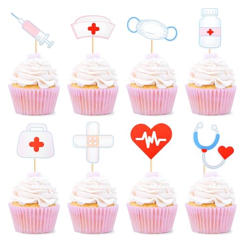 Blumomon 32 Stück Krankenschwester, Cupcake-Topper, Schule, Krankenschwester, Graduierung, Cupcake-Picks, medizinische Krankenschwester, Diplom, Geburtstag, Kuchen, Dekoration, Zubehör Blumomon 32 Stück Krankenschwester, Cupcake-Topper, Schule, Krankenschwester, Graduierung, Cupcake-Picks, medizinische Krankenschwester, Diplom, Geburtstag, Kuchen, Dekoration, Zubehör von Blumomon