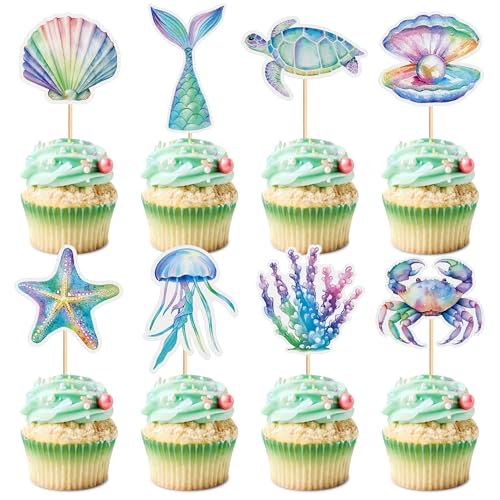 Blumomon 32 Stück Ozean Cupcake Topper Schildkröte Perle Shell Cake Dekoration Thema Ozean Zubehör für Geburtstagsparty Events Feier Baby Dusche Dekor Blumomon 32 Stück Ozean Cupcake Topper Schildkröte Perle Shell Cake Dekoration Thema Ozean Zubehör für Geburtstagsparty Events Feier Baby Dusche Dekor von Blumomon