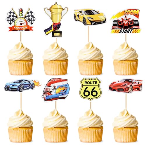 Blumomon 32 Stück Racing Cupcake Topcap Glitter Wheel Trophy Flag Helmet Racing Cupcake Motorsport Thema ausgewähltes Baby Dusche Jungen Geburtstag Kuchen Zubehör Blumomon 32 Stück Racing Cupcake Topcap Glitter Wheel Trophy Flag Helmet Racing Cupcake Motorsport Thema ausgewähltes Baby Dusche Jungen Geburtstag Kuchen Zubehör von Blumomon