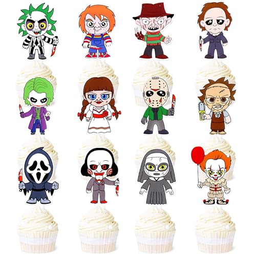 Blumomon 36 Stück Halloween Themed Kuchen Karte Einfügung Kuchen Dekoration, Furchterregende Und Spannende Elemente, Halloween Party Dekoration, Clowns Killer Horror Tötende Dämonen Blumomon 36 Stück Halloween Themed Kuchen Karte Einfügung Kuchen Dekoration, Furchterregende Und Spannende Elemente, Halloween Party Dekoration, Clowns Killer Horror Tötende Dämonen von Blumomon