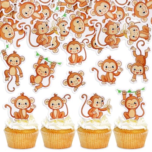 Blumomon 40 Stück Essbar Affe Muster Cupcake Toppers Herzlichen Glückwunsch zum Geburtstag Cupcake Dekoration für Kinder Wild Jungle Tier Theme Birthday Party Dekor Blumomon 40 Stück Essbar Affe Muster Cupcake Toppers Herzlichen Glückwunsch zum Geburtstag Cupcake Dekoration für Kinder Wild Jungle Tier Theme Birthday Party Dekor von Blumomon