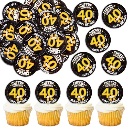 Blumomon 40 Stück Essbare 40th Happy Birthday Cupcake Toppers Cheers to 40th Fabelhafte Kuchendekoration Essbare 40 Geburtstag Party Dekoration Blumomon 40 Stück Essbare 40th Happy Birthday Cupcake Toppers Cheers to 40th Fabelhafte Kuchendekoration Essbare 40 Geburtstag Party Dekoration von Blumomon
