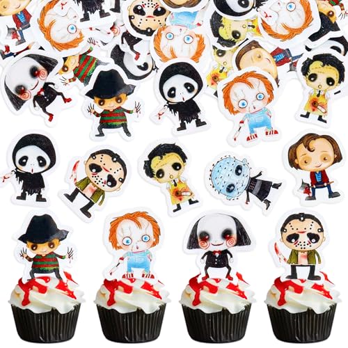 Blumomon 40 Stück Essbare Halloween Themed Kuchen Karte Einfügung Kuchen Dekoration Halloween Party Dekoration Essbare Clowns Killer Horror Tötende Dämonen Blumomon 40 Stück Essbare Halloween Themed Kuchen Karte Einfügung Kuchen Dekoration Halloween Party Dekoration Essbare Clowns Killer Horror Tötende Dämonen von Blumomon