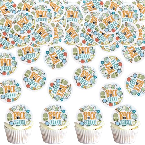 Blumomon 40 Stück Vorgeschnittene Essbare Zurück zur Schule Cupcake Toppers Willkommen Der erste Tag der Schule Cupcake Dekorationen Schule Themenparty Kuchen Dekorationen von Blumomon