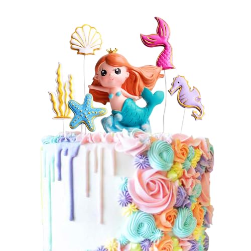 Blumomon 6 Stück Meerjungfrau Kuchen Topper Meerjungfrau Seestern Seetang Seepferdchen Muschel Meerjungfrau Schwanz Kuchen Topper für DIY Kuchen Dekoration Geburtstag Party Zubehör Blumomon 6 Stück Meerjungfrau Kuchen Topper Meerjungfrau Seestern Seetang Seepferdchen Muschel Meerjungfrau Schwanz Kuchen Topper für DIY Kuchen Dekoration Geburtstag Party Zubehör von Blumomon