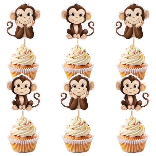 Blumomon Cupcake-Aufsätze mit Affen-Motiv, Motiv: Wald, Tier, Cupcake-Dekoration, Picks – Dschungel-Safari-Kuchendekorationen für Affen-Thema, Babyparty, Kinder, Jungen, Mädchen Blumomon Cupcake-Aufsätze mit Affen-Motiv, Motiv: Wald, Tier, Cupcake-Dekoration, Picks – Dschungel-Safari-Kuchendekorationen für Affen-Thema, Babyparty, Kinder, Jungen, Mädchen von Blumomon