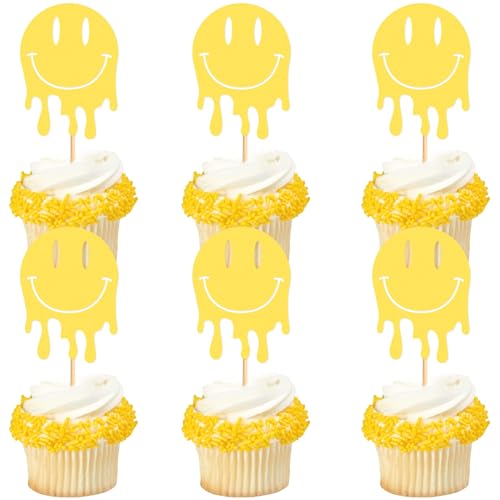 Blumomon Cupcake-Aufsätze mit lächelndem Gesicht, Blitzstern, adrett, Y2K-Thema, Junggesellinnenabschied, Cupcake-Dekorationen, Verlobung, Party, Geburtstag, Party, Dekoration, Zubehör, Gelb, 24 Stück Blumomon Cupcake-Aufsätze mit lächelndem Gesicht, Blitzstern, adrett, Y2K-Thema, Junggesellinnenabschied, Cupcake-Dekorationen, Verlobung, Party, Geburtstag, Party, Dekoration, Zubehör, Gelb, 24 Stück von Blumomon